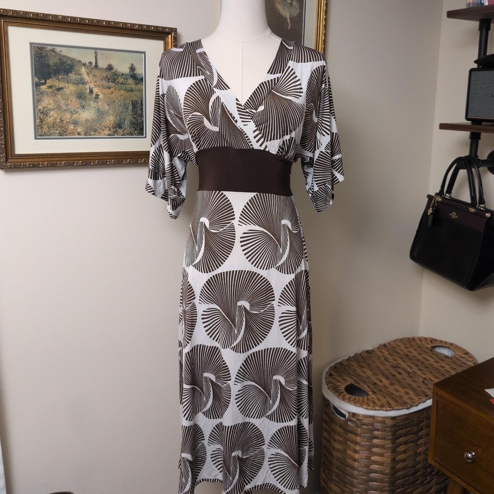 Source Unknown Brown and White Maxi Dress